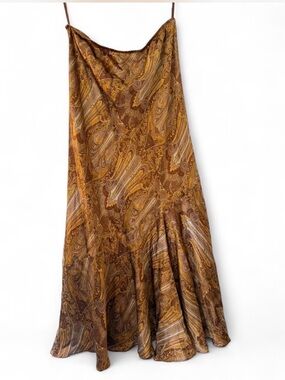 90s Vintage Silk Paisley Low Waist Maxi Skirt- Large, NWT